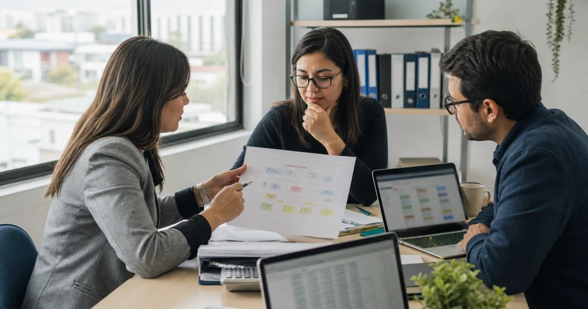Equipo contable comparando un ERP con una plataforma para gestionar clientes y tareas